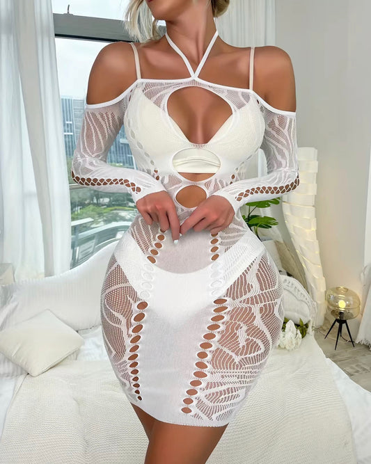 White Fishnet Dress